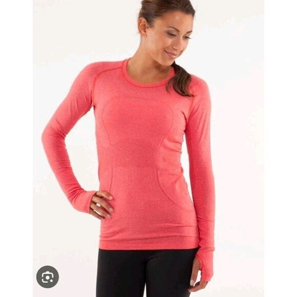 Lululemon Swiftly Tech Long Sleeve Crew Neck Top Size 8 In Currant - Picture 1 of 7